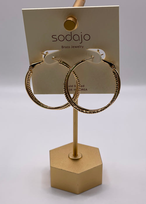 Double Textured Hoops-Gold