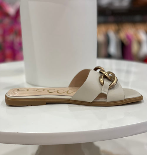 Miley Sandal With Chain Detail- Cream