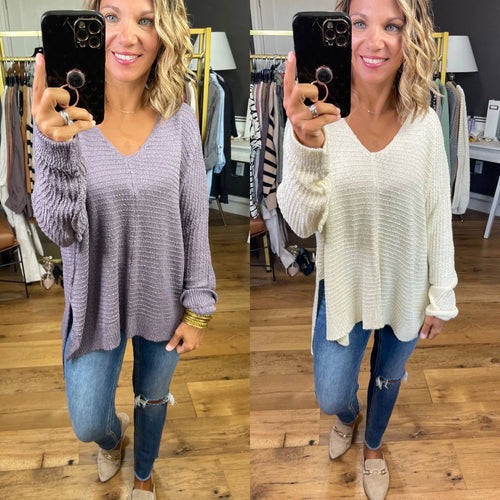 Isn't It True Textured Side Slit Sweater - Multiple Options